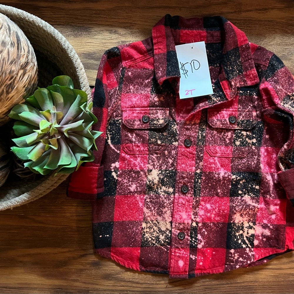Red and Black Plaid Kids Shirt